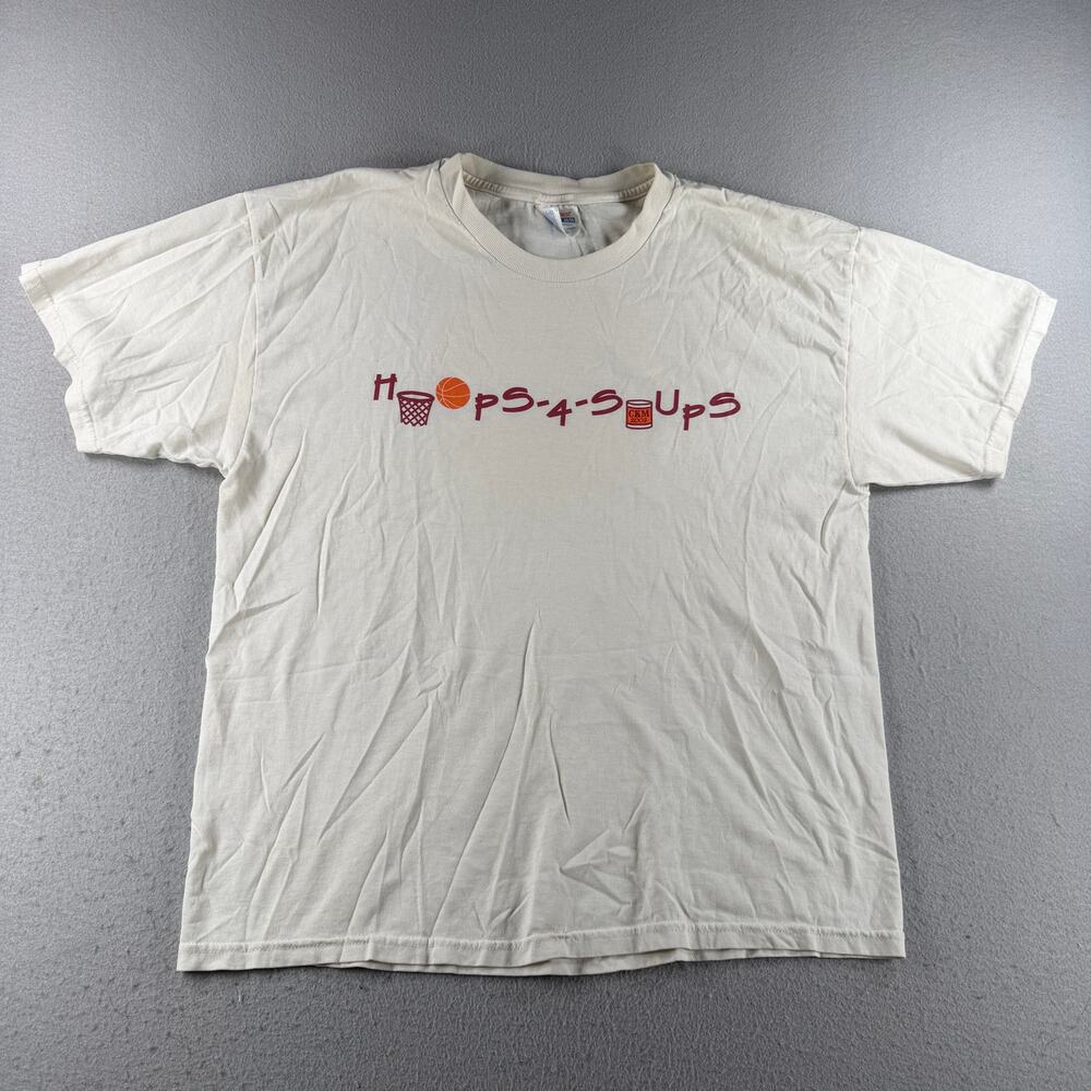 Vintage 2002 Hanes Hoops 4 Soups Lions Basketball Graphic T Shirt White L Y2K